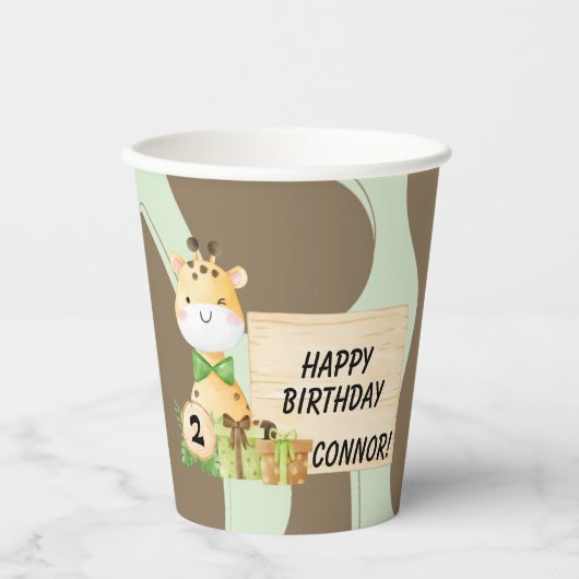 Niedliche Giraffe zum Geburtstag von Kleinkindern Pappbecher (Vorderseite)