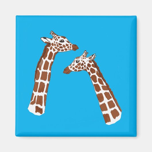 Niedliche Giraffen auf blauem Hintergrund Magnet (Vorne)