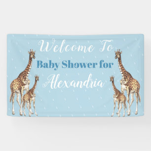 Niedliche Giraffen Blue Baby Shower Boy Watercolor Banner
