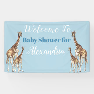 Niedliche Giraffen Blue Baby Shower Boy Watercolor Banner
