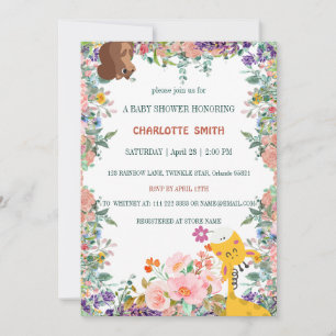 Niedliche Giraffen-Blumen-Verlaufsflora-Baby-Party Einladung