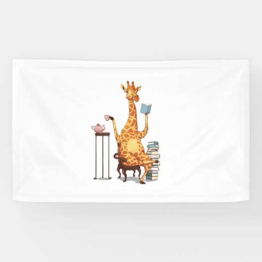 Niedliche Giraffen, Bücher und Teegeschenke Banner (Horizontal)