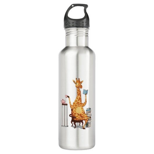 Niedliche Giraffen, Bücher und Teegeschenke Edelstahlflasche (Vorderseite)