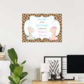 Niedliche Giraffen Gender Reveal oder Twins Baby S Poster (Heimbüro)