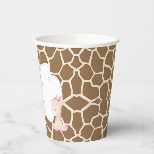 Niedliche Giraffen-Genderoffenbarung Pappbecher (Links)