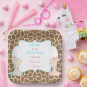 Niedliche Giraffen-Genderoffenbarung Pappteller (Party)