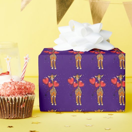 Niedliche Giraffen, Glitzer-Funkelkolloons Geschenkpapier (Geburtstagsparty)