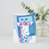 Niedliche Giraffen Glückwunsch hellblauer Pop Kuns Postkarte (Stehend Vorderseite)