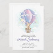 Niedliche Giraffen in Heißluftballon Babydusche Einladung (Vorne/Hinten)