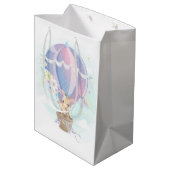 Niedliche Giraffen in Heißluftballon Babydusche Mittlere Geschenktüte (Rückseite Schrägansicht)