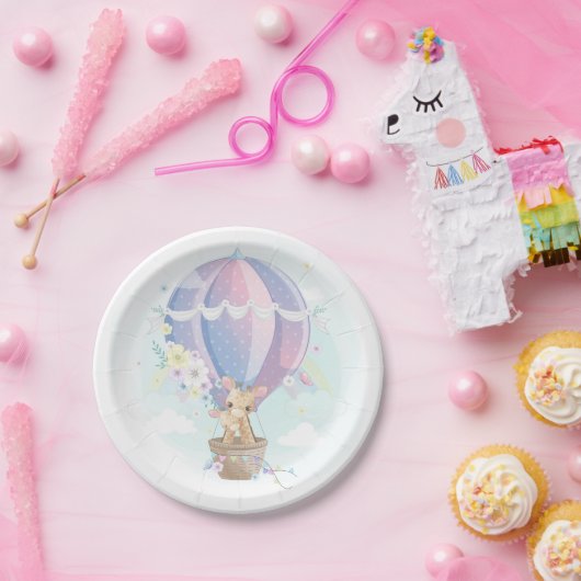 Niedliche Giraffen in Heißluftballon Babydusche Pappteller (Party)