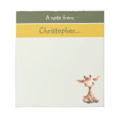 Niedliche Giraffen individuelle Name Grüne Kinder Notizblock (Vorderseite)