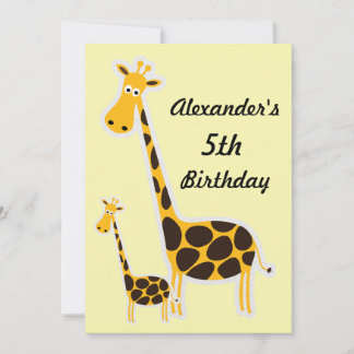 Niedliche Giraffen-Kinders-5. Geburtstags-Party Einladung