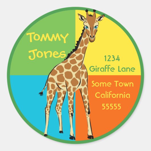 Niedliche Giraffenadresse Runder Aufkleber (Vorderseite)