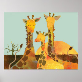 Niedliche Giraffenfamilie Poster