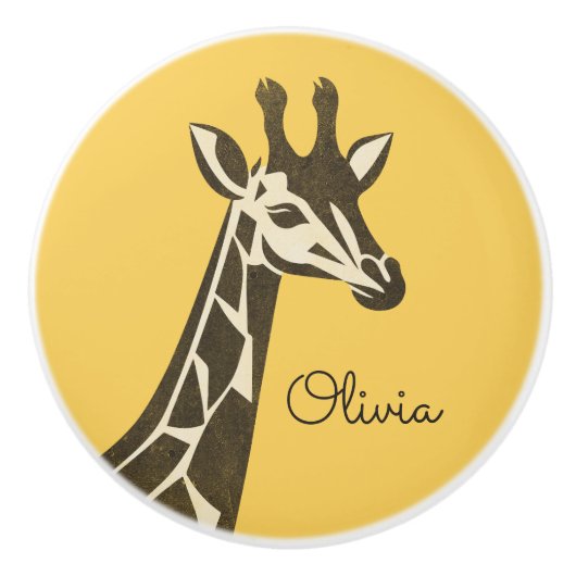 Niedliche Giraffenkopfdekoration Keramikknauf (Vorderseite)