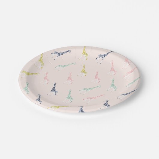 Niedliche Giraffenpapier-Teller Pappteller (Schrägansicht)