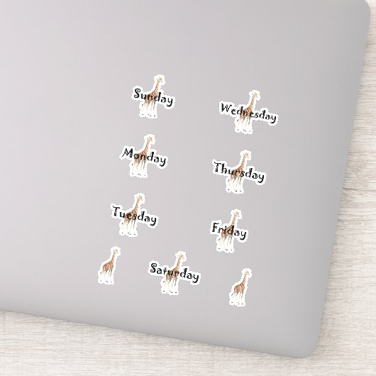 Niedliche Giraffentage des Week Label Sheet (Detail)