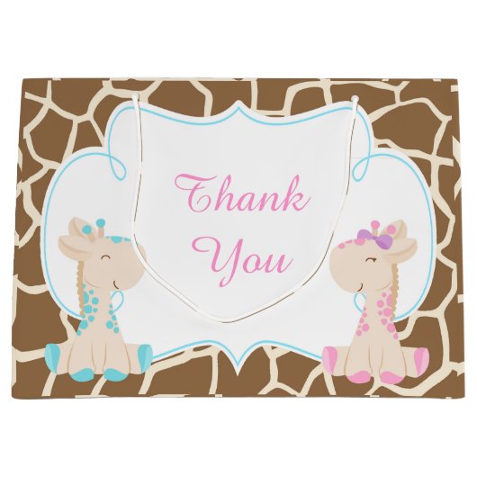 Niedliche Giraffes Baby Dusche Vielen Dank Große Geschenktüte (Vorderseite)