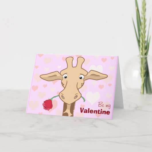 Niedliche Giraffeu. Rosevalentine-Karte Feiertagskarte (Vorderseite)