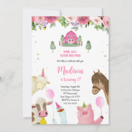 Niedliche Girl 2. Farm Geburtstag Einladung