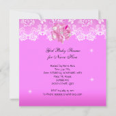 Niedliche Girl Baby Dusche Party Rosa Weiße Spitze Einladung (Rückseite)