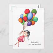 Niedliche Girl Balloons Personalisiert Abschied Postkarte (Vorne/Hinten)