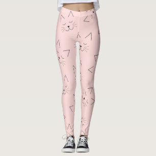 Niedliche Girl Black Kitty Cat Face Pink Pattern Leggings