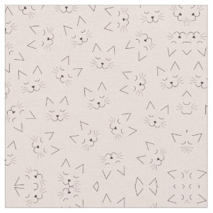 Niedliche Girl Black Kitty Cat Face Pink Pattern Stoff