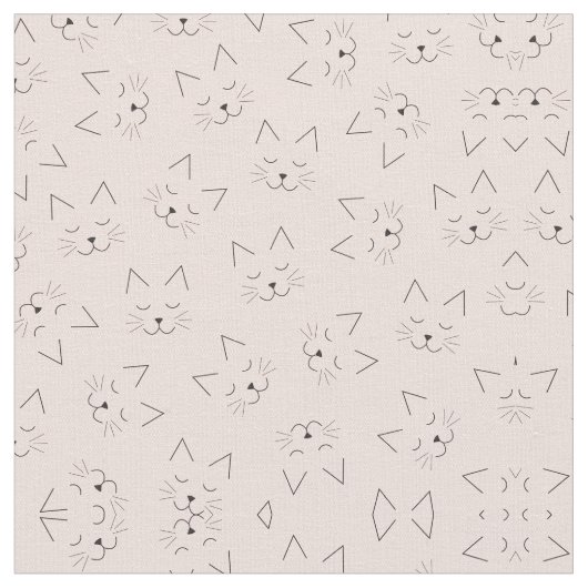 Niedliche Girl Black Kitty Cat Face Pink Pattern Stoff (Nahaufnahme)
