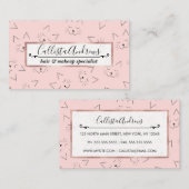 Niedliche Girl Black Kitty Cat Face Pink Pattern Visitenkarte (Vorne/Hinten)