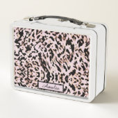 Niedliche Girl Blush Pink Gold Leopard Print Custo Metall Brotdose (Rückseite)