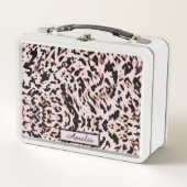 Niedliche Girl Blush Pink Gold Leopard Print Custo Metall Brotdose (Vorderseite)