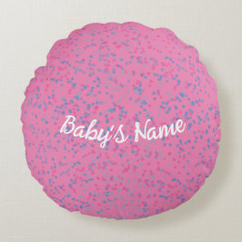 Niedliche Girl Blush Pink Pastellblau Dot Weiße Sc Rundes Kissen