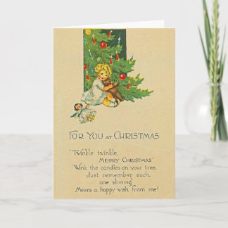 Niedliche Girl Christmas Wunschkarte Feiertagskarte