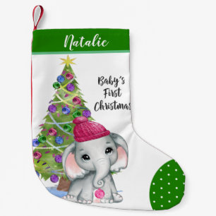 Niedliche Girl Elephant BABY'S ERSTE CHRISTMAS Gre Kleiner Weihnachtsstrumpf
