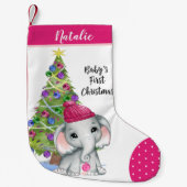 Niedliche Girl Elephant BABY'S ERSTE CHRISTMAS Pin Kleiner Weihnachtsstrumpf (Vorderseite)