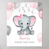 Niedliche Girl Elephant Balloons Kinderdusche Favo Poster (Vorne)