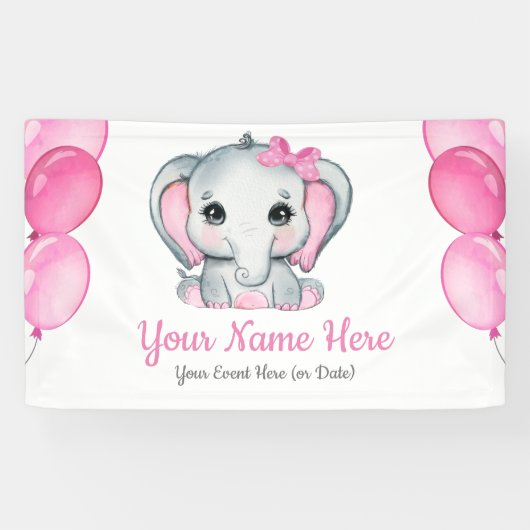 Niedliche Girl Elephant Banner Signaltondekor (Horizontal)