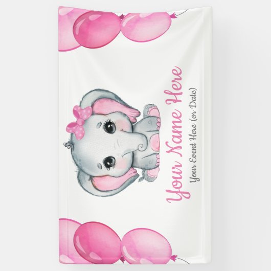 Niedliche Girl Elephant Banner Signaltondekor (Vertikal)