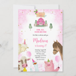 Niedliche Girl Farm Geburtstag Einladung