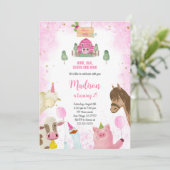 Niedliche Girl Farm Geburtstag Einladung (Stehend Vorderseite)