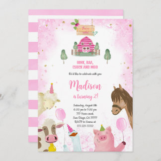 Niedliche Girl Farm Geburtstag Einladung