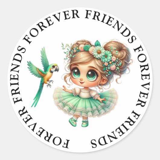 Niedliche Girl Friendship Stickers (Vorderseite)