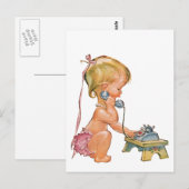 Niedliche Girl-Gespräche am Telefon Postkarte (Vorne/Hinten)