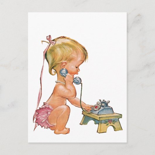 Niedliche Girl-Gespräche am Telefon Postkarte (Vorderseite)