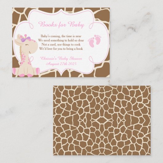 Niedliche Girl Giraffe Buchanfrage für Kinderdusch Begleitkarte (Vorne/Hinten)