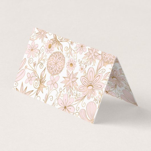 Niedliche Girl-Gold-Blumendoodles Blush Pink-Desig Visitenkarten (Rückseite)