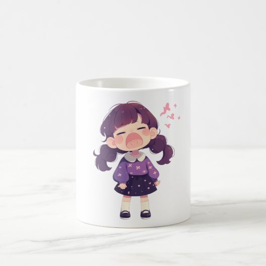 Niedliche Girl Graphic Coffee Tasse Perfekt für Ki (Mittel)