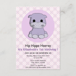 Niedliche Girl Hippo lila Girl Kindergeburtstag Pa Einladung